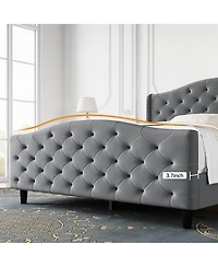 gaomon Queen Size Velvet Platform Bed Frame w/Headboard and Footboard Upholstered Bed Frames