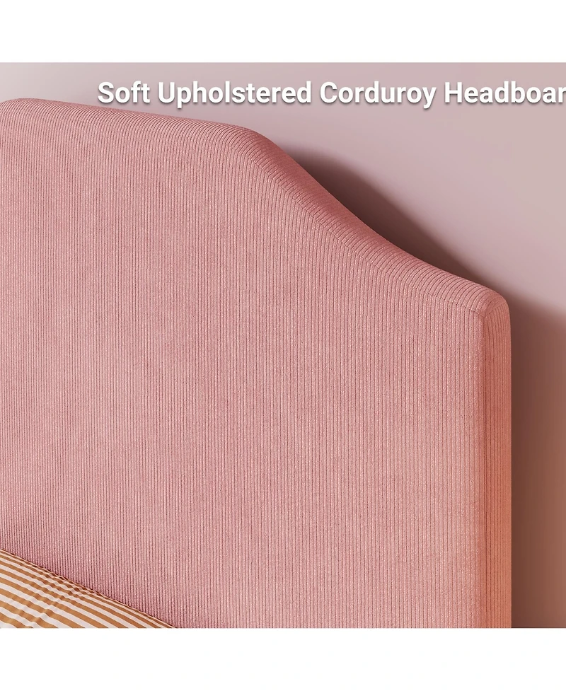 gaomon Twin Size Velvet Bed Frame, Corduroy Upholstered Twin Bed Frames Platform