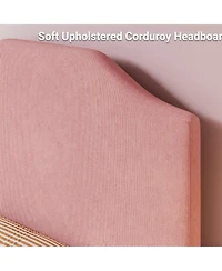gaomon Twin Size Velvet Bed Frame, Corduroy Upholstered Twin Bed Frames Platform