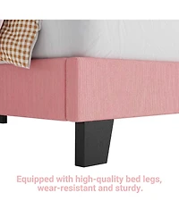 gaomon Twin Size Velvet Bed Frame, Corduroy Upholstered Twin Bed Frames Platform