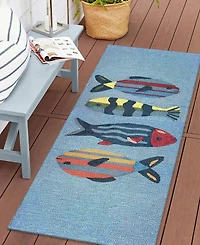 Liora Manne' Frontporch Fishes 2'x5' Runner Area Rug