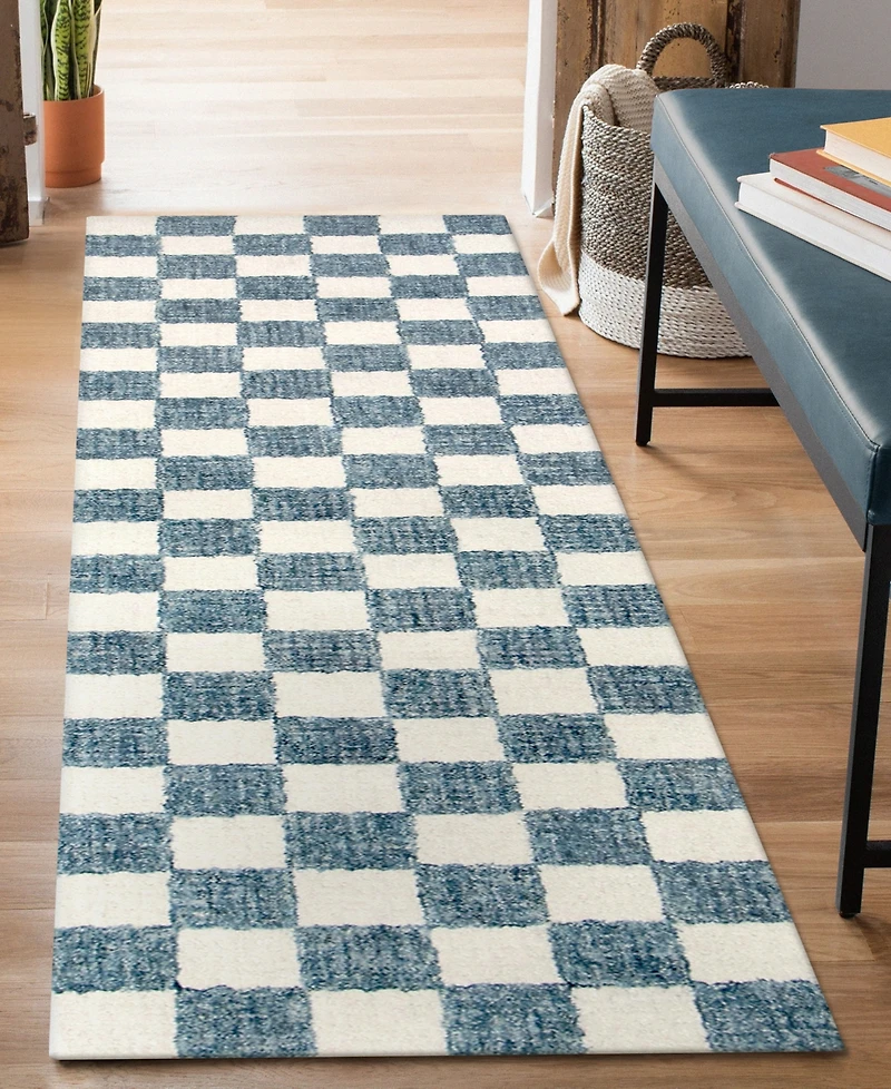 Liora Manne' Savannah Checkerboard 2'x7'6" Runner Area Rug