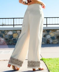 Cupshe Women's Boho Embroidery Straight Leg Pants