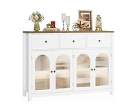 gaomon Buffet Cabinet with Storage, 55.1" Large Sideboard Buffet Cabinet, Farmhouse Kitchen Cabinet Display Cabinet with 3 Drawers and 4 Doors, Wood C