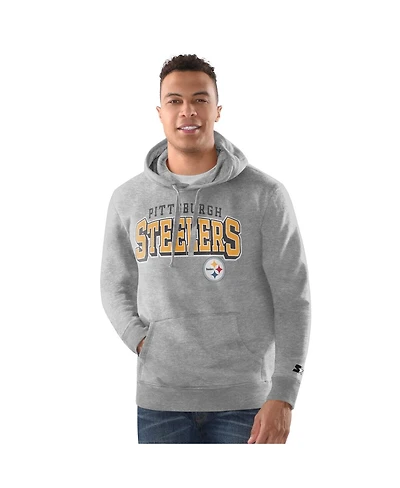 Starter Men's Heather Gray Pittsburgh Steelers Vintage Pullover Hoodie