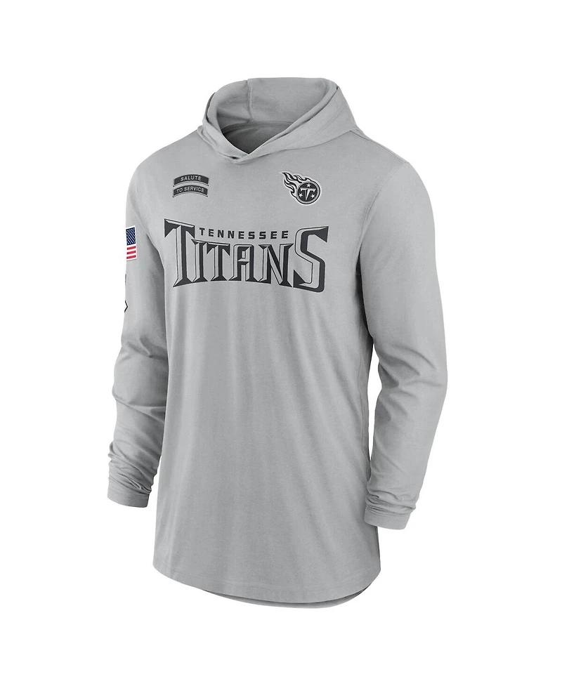 Nike Men's Gray Tennessee Titans 2024 Salute to Service Lightweight Performance Long Sleeve Hooded T-Shirt