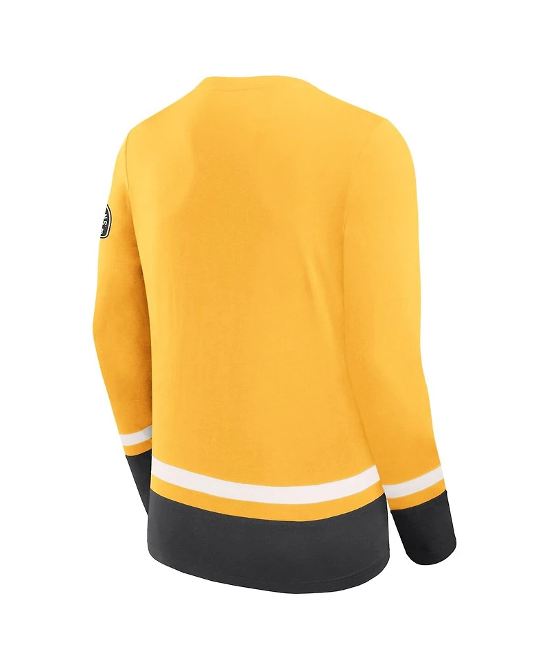 Fanatics Men's Gold Boston Bruins Vintage High Point Long Sleeve T-Shirt