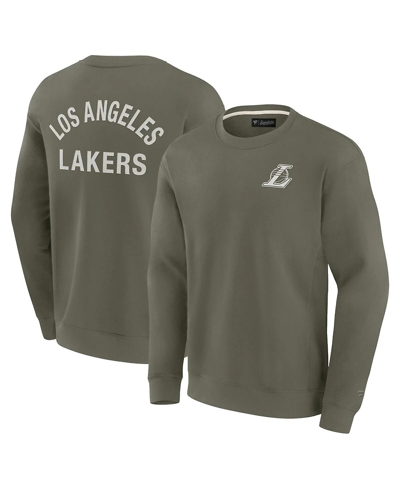 Fanatics Men's and Women's Olive Los Angeles Lakers Super Soft Pullover Crew Sweatshirt
