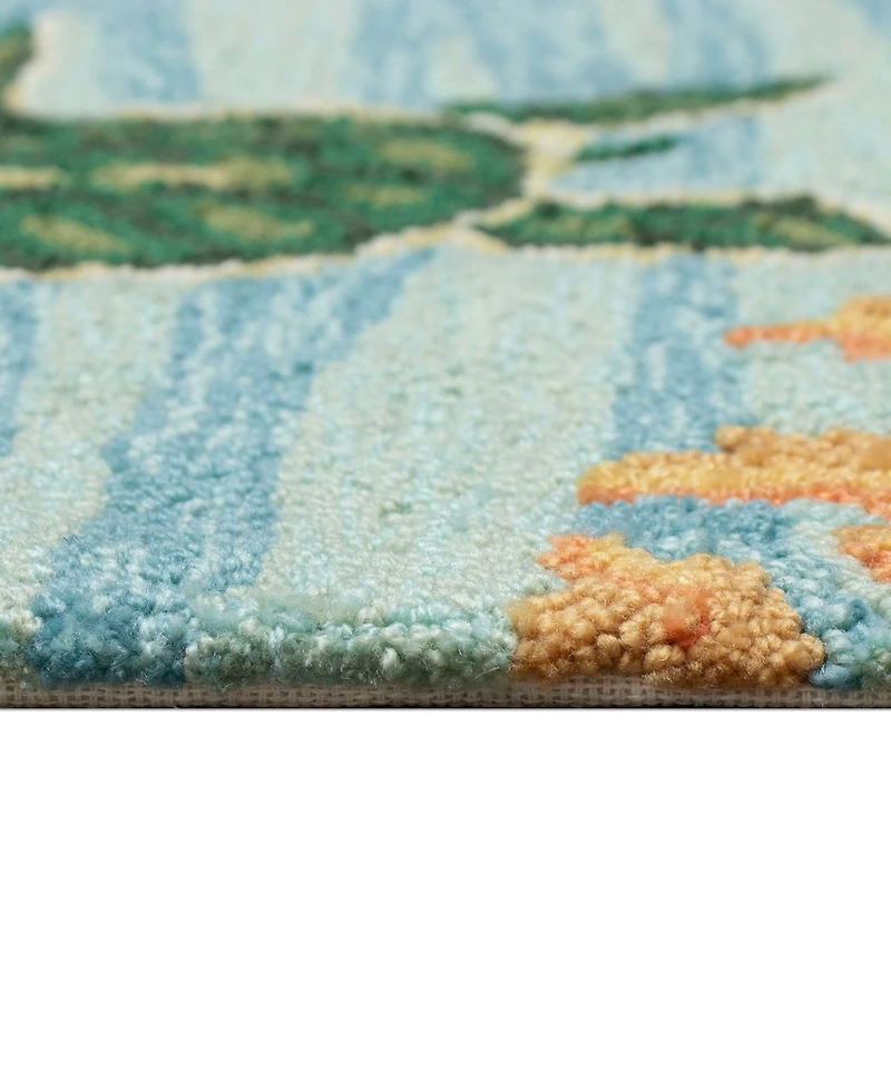 Liora Manne' Frontporch Swimming Baby Turtles 3'x3' Round Area Rug