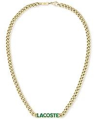 Lacoste Gold-Tone Green Logo Script 22" Pendant Necklace