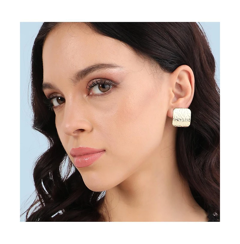 Dented Textured Square Stud Earrings