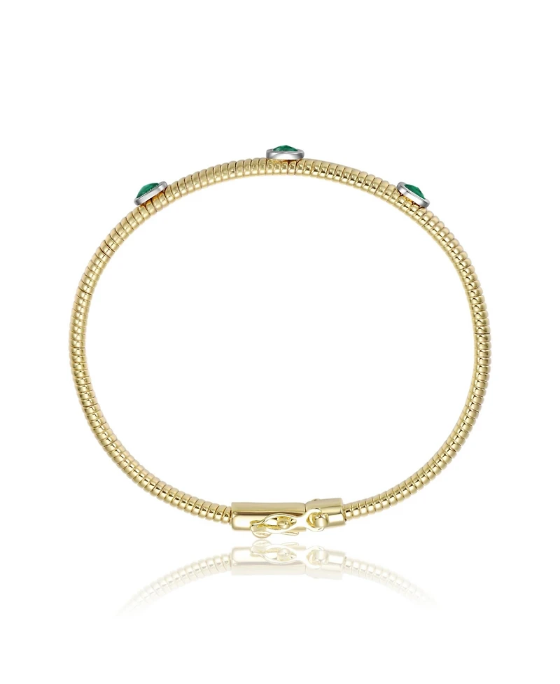 14K Gold Plated with Clear, Green, Red