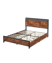 gaomon Queen Size Bed Frame with Led Lights and Usb Charging Ports Headboard