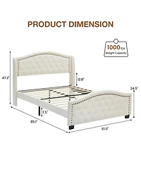 gaomon Queen Size Upholstered Platform Bed Frame with Tall Headboard 47.2"
