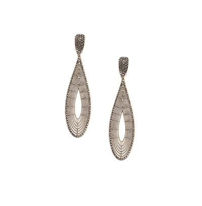 Maxi Lined Teardrop Drop Earrings