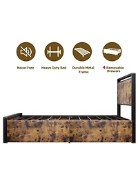 gaomon Queen Bed Frame with 4 Storage Drawers and Headboard