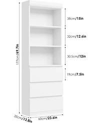 gaomon Bookcase with Drawers 70.27 Inches Tall Bookshelf Farmhouse Bookcases