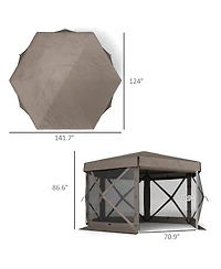 Outsunny 12' x 12' Hexagonal Pop Up Gazebo, Outdoor Canopy Tent
