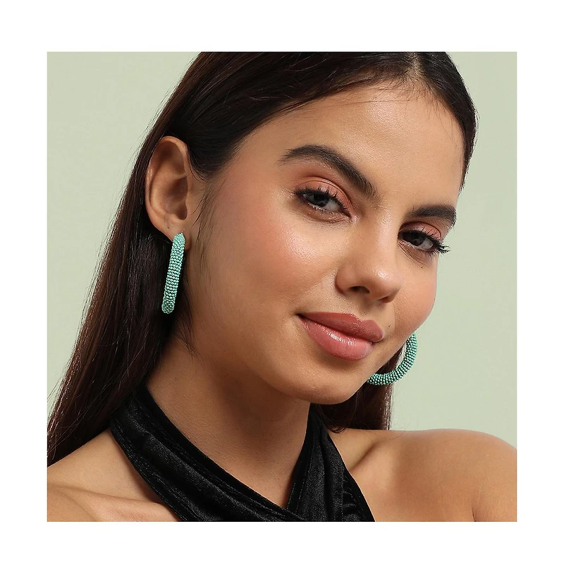 Beaded Cluster Hoop Earrings