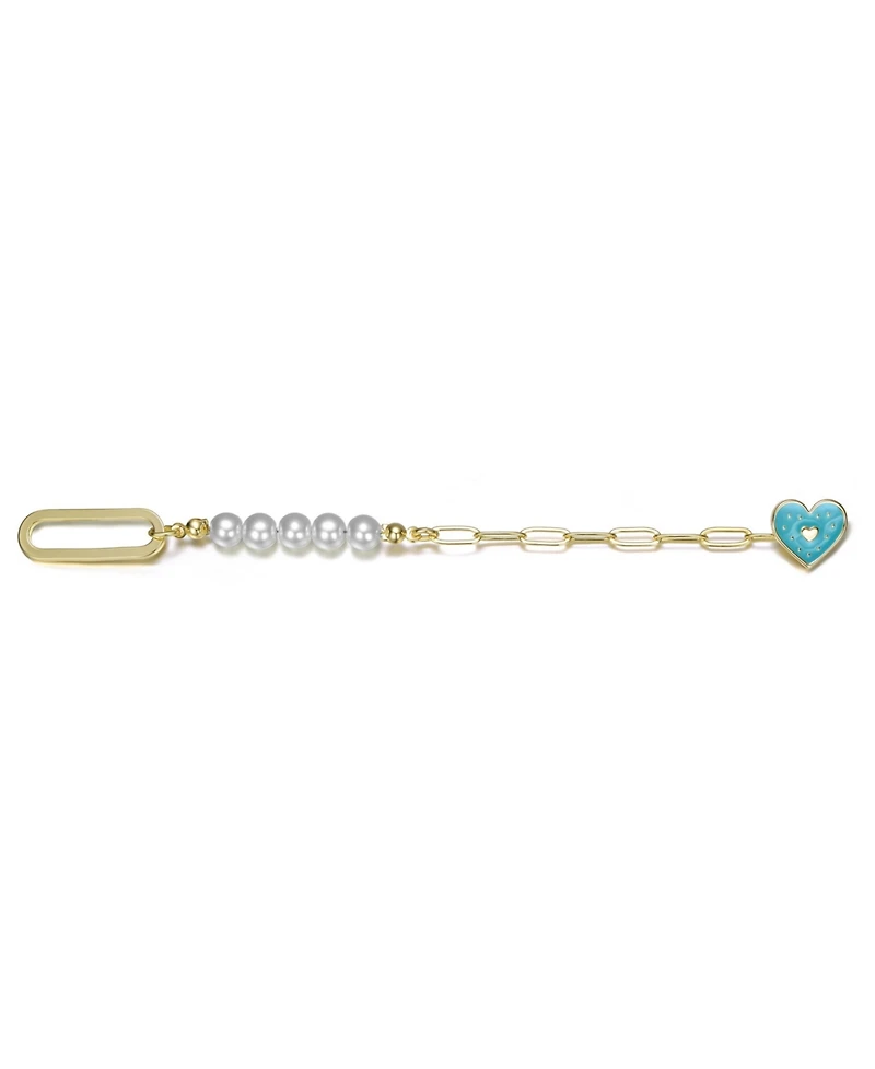 GiGiGirl 14K Gold Plated Bracelet with Pearls and Enamel Heart Clasp