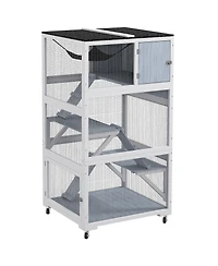 PawHut Catio, Outdoor Cat Enclosure House on Wheels with Hammock,