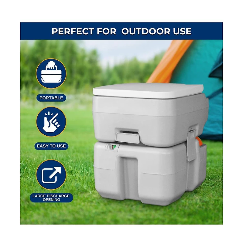 SereneLife Portable Outdoor Toilet With 5.3 Gal Tank & Easy Clean Flush