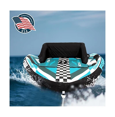 SereneLife Inflatable Towable Tube With Front Tow Point & Stabilizer Walls - 2-Person Capacity