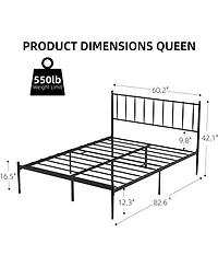 gaomon Queen Bed Frames, Queen Size Bed Frames with Metal Headboard