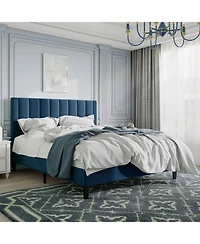 Contemporary Upholstered Bed Frame with Headboard – Sturdy Platform Bed for Bedroom, Easy Assembly