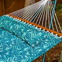 2-Person Quilted Printed Fabric Spreader Bar Hammock/Pillow with S Hooks and Hanging Chains - 450 lb Weight Capacity