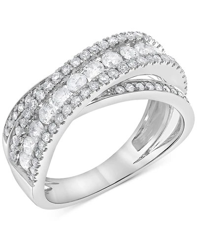 Diamond Channel-Set Crossover Ring (1 ct. t.w.) in 14k White Gold