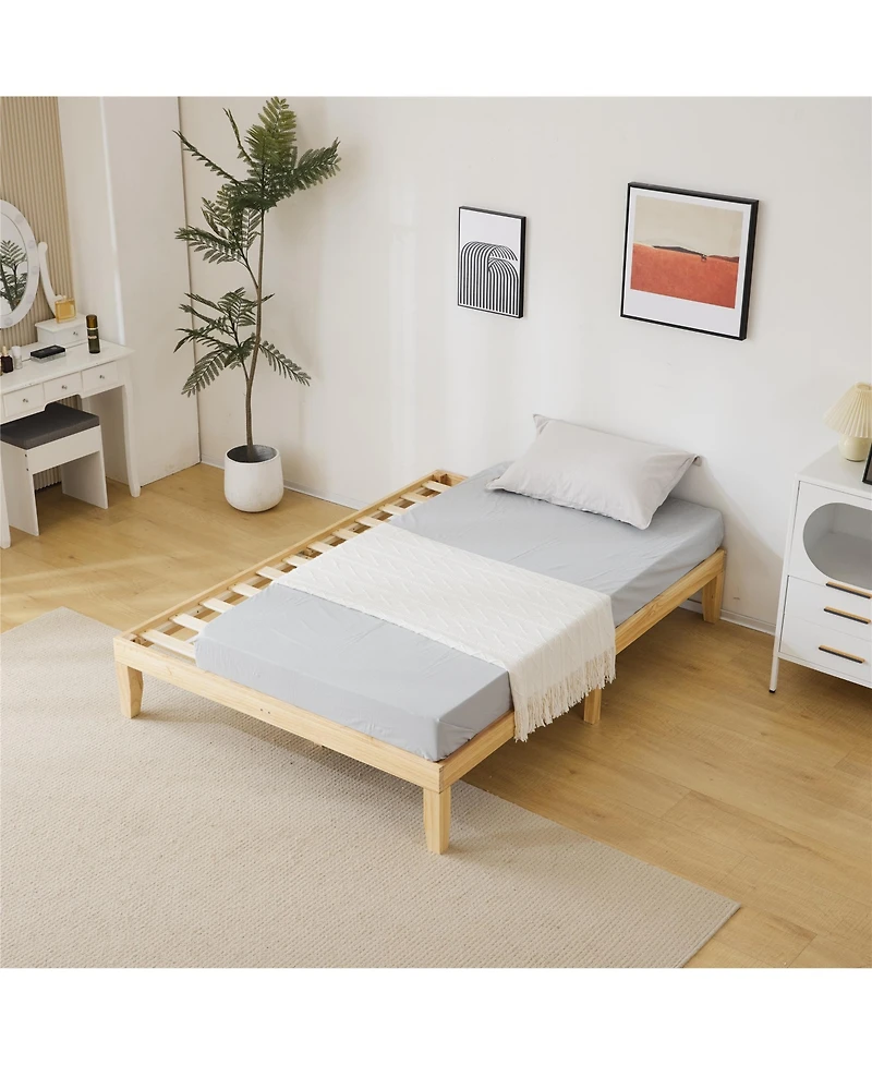 Slickblue Basic Wooden Bed Frame for Bedroom with Sturdy and Simple Design