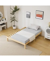 Slickblue Basic Wooden Bed Frame for Bedroom with Sturdy and Simple Design