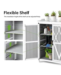 gaomon Potting Bench Outdoor Cabinet with Metal Tabletop, Weatherproof Wooden Storage with Adjustable Shelves, Doors for Garden, Patio, and Lawn