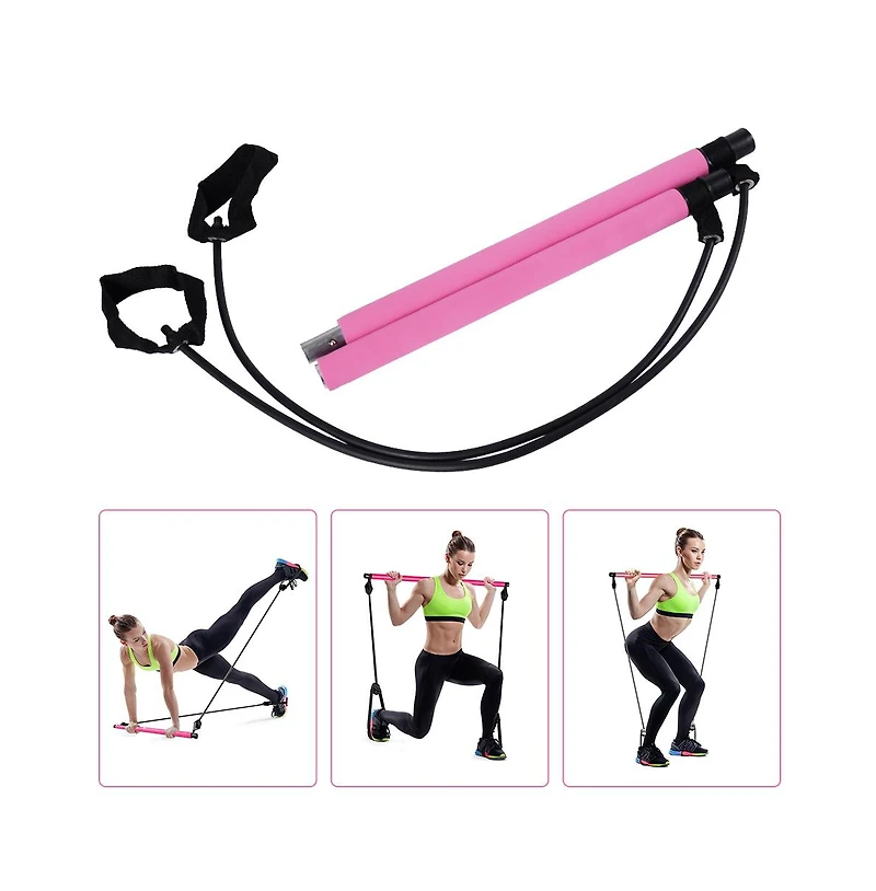 Cowin Pilates Bar with Foot Loop and Exercise Resistance Band