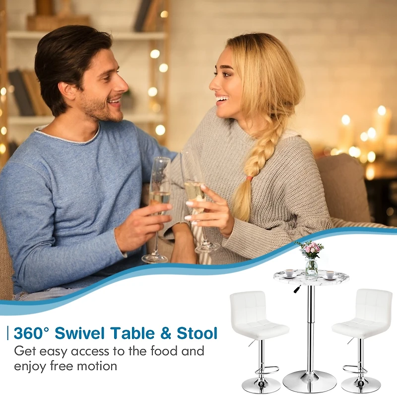 Gymax Set of 4 Pu Leather Bar Stool Swivel Bar Chair w/ Adjustable Height