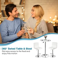 Gymax Set of 4 Pu Leather Bar Stool Swivel Bar Chair w/ Adjustable Height