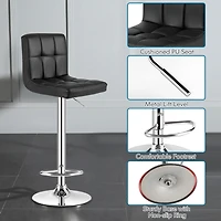 Gymax Set of 4 Pu Leather Bar Stool Swivel Bar Chair w/ Adjustable Height