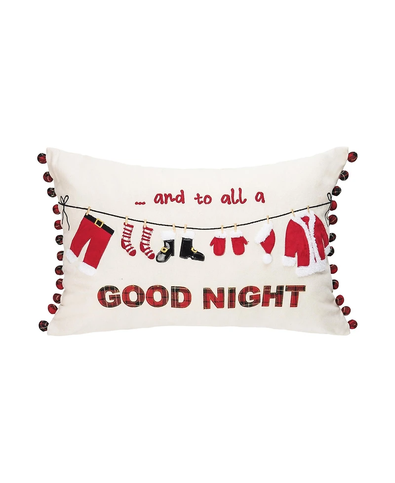 Christmas Clothesline 14" x 22" Embroidered Throw Pillow