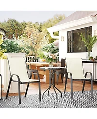 Outsunny Outdoor Bistro Set Small Patio w/ Stackable Chairs,