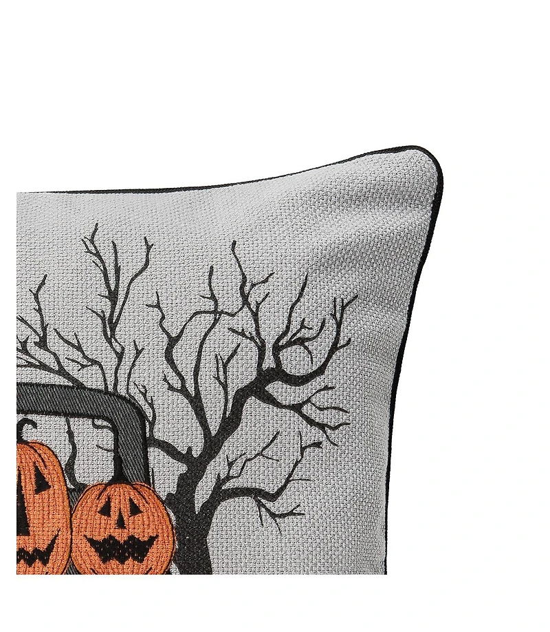 Halloween Pickup Truck Accent Throw Pillow, 18" x 18" With Light-Up Led