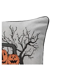 Halloween Pickup Truck Accent Throw Pillow, 18" x 18" With Light-Up Led
