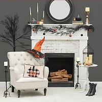 C&F Home 14" x 20" Franklin Plaid Black Pumpkin "Eek" Spider Web Halloween Linen Accent Throw Pillow