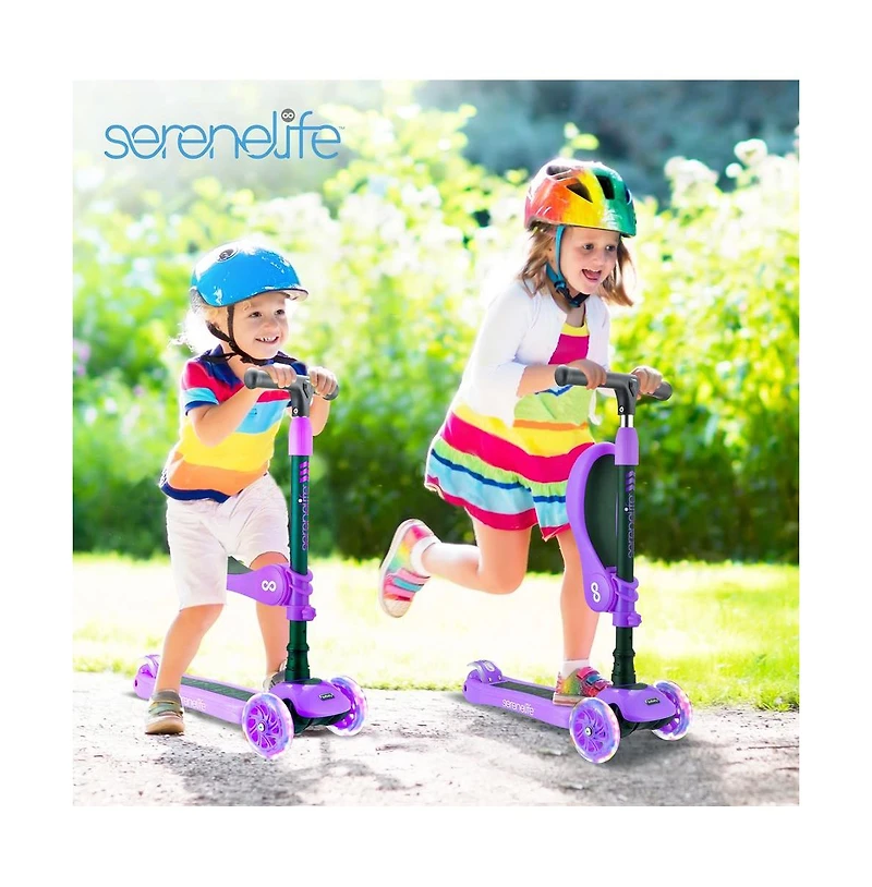 SereneLife Infinity 3-Wheel Kids Scooter With Led Wheels & Comfort Seat - Leopard