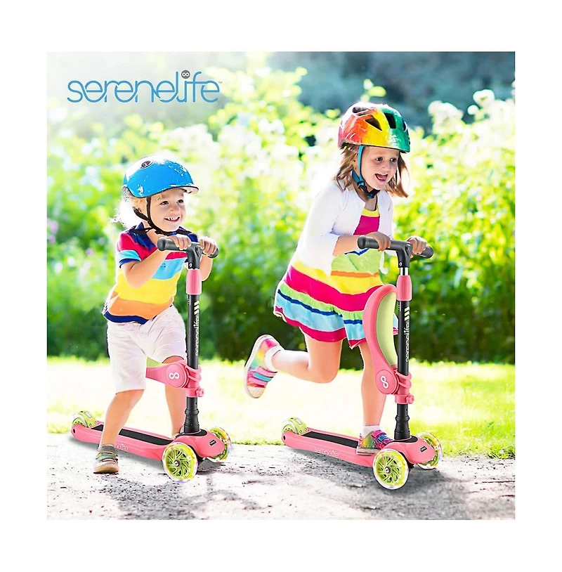 SereneLife Infinity 3-Wheel Kids Scooter With Led Wheels & Comfort Seat - Leopard