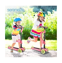 SereneLife Infinity 3-Wheel Kids Scooter With Led Wheels & Comfort Seat - Leopard