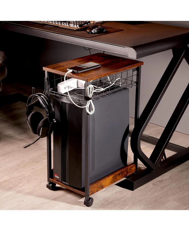 Slickblue Computer Tower with Drawers for Efficient Storage and Organized Workspace