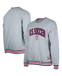 5th & Ocean by New Era Men's Gray Usmnt Throwback Fleece Crewneck Pullover Sweatshirt