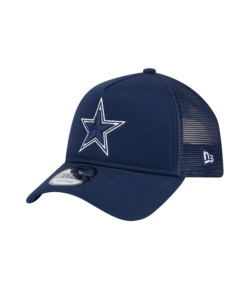 New Era Men's Navy Dallas Cowboys Main A-Frame Trucker 9FORTY Adjustable Hat