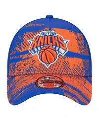 New Era Men's Blue/Orange New York Knicks Tip Off A-Frame Trucker 9FORTY Adjustable Hat